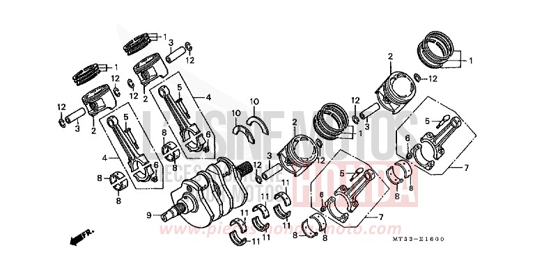 CRANK SHAFT/PISTON for Pan-European ABS LAPIS BLUE METALLIC (PB257D) from 1993